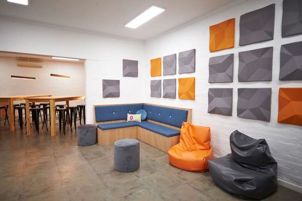 Common Room. School Furniture. Acoustic Wall Tiles 3D.